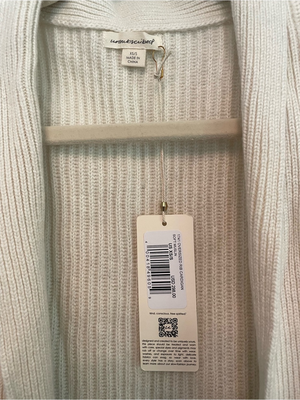NWT Unsubscribed Oversized Ribbed Open Cardigan - Picture 3 of 3